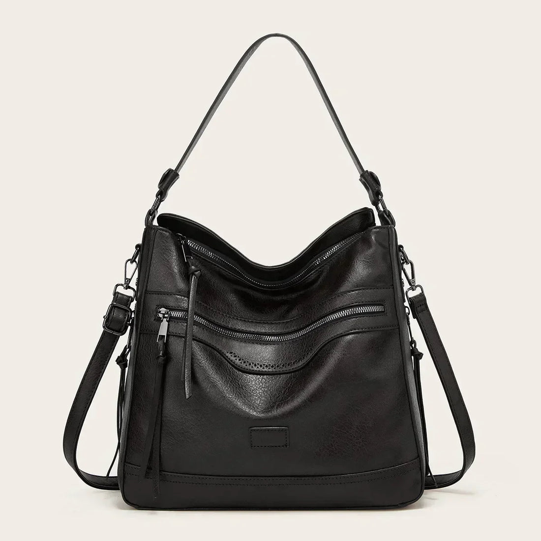 Multi-Zip Leather Bag