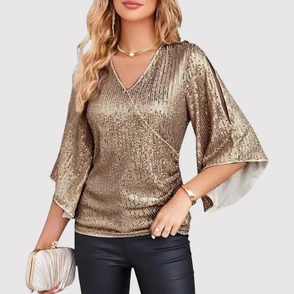 Glitter V-Neck Top