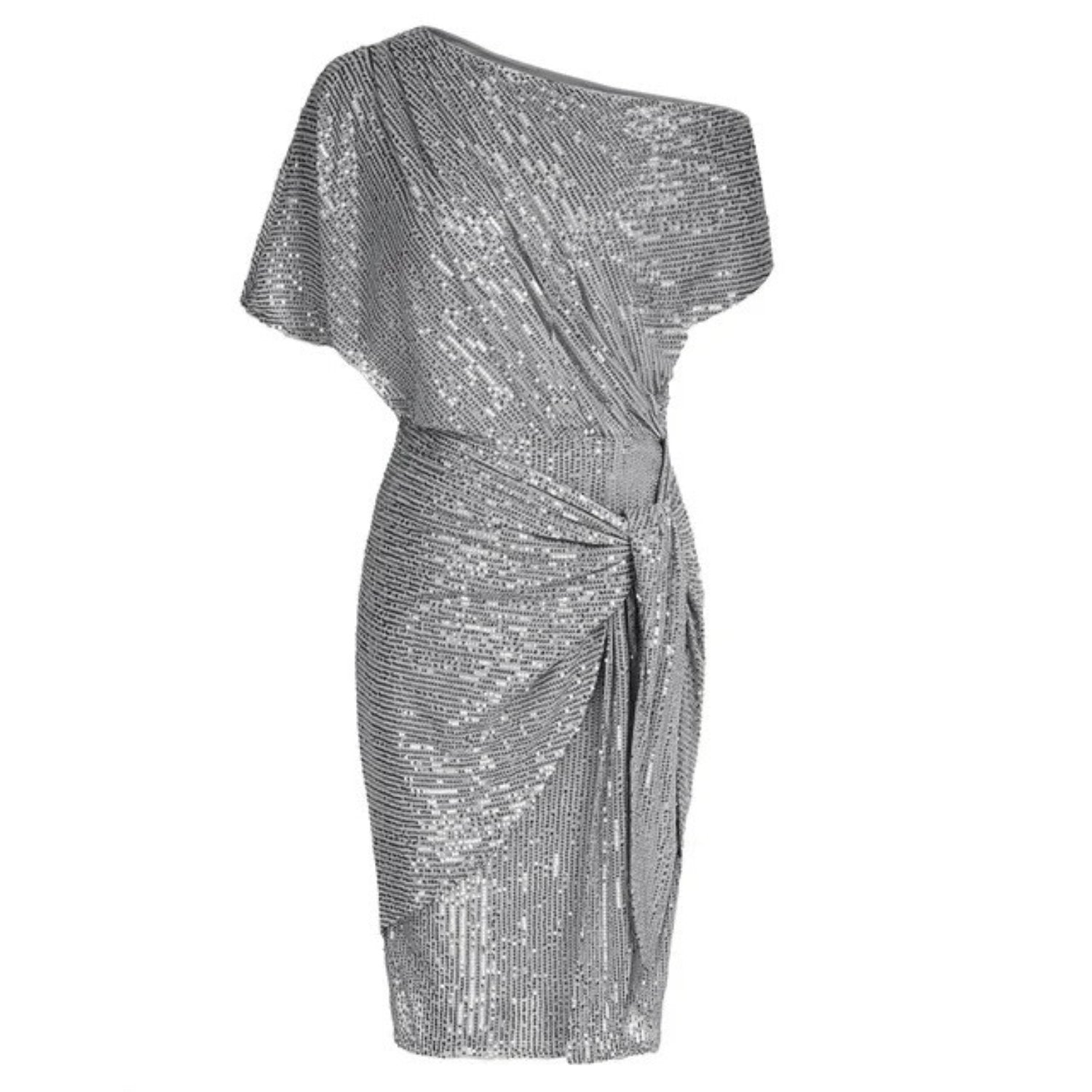 VORINAAsymmetric Glitter Cocktail Dress with SequinsWomen's Dress