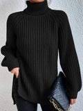 VORINABlack Knit Turtleneck SweaterSweater