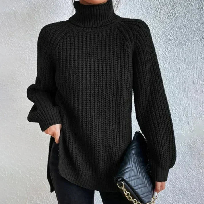 VORINABlack Knit Turtleneck SweaterSweater