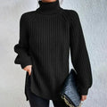 VORINABlack Knit Turtleneck SweaterSweater