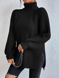 VORINABlack Knit Turtleneck SweaterSweater