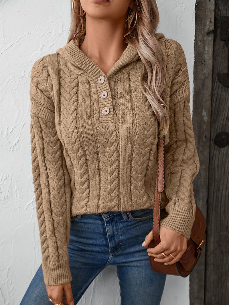 VORINACable Knit Sweater with Buttoned Collar – Cozy and Stylish PulloverSweaters