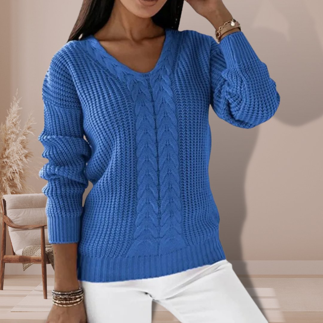 VORINACable Knit V - Neck SweaterWomen's Sweaters