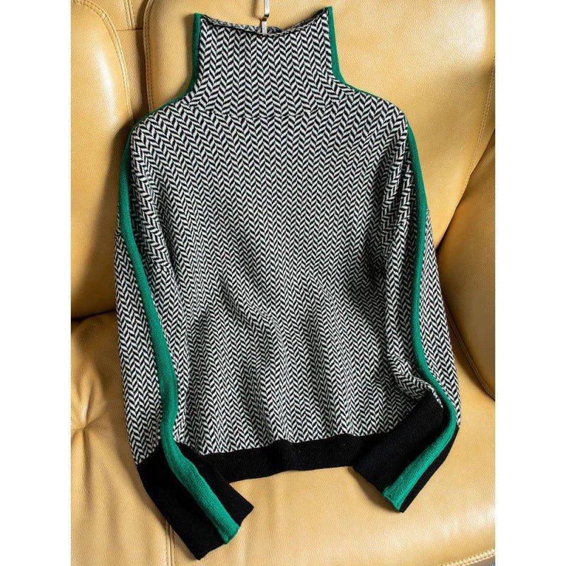 VORINAChevron Pattern Turtleneck SweaterSweater