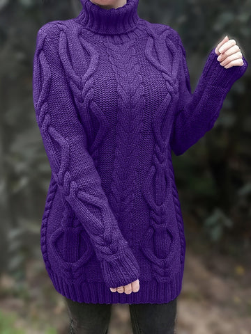 VORINAChunky Cable Knit SweaterWomen's Sweaters