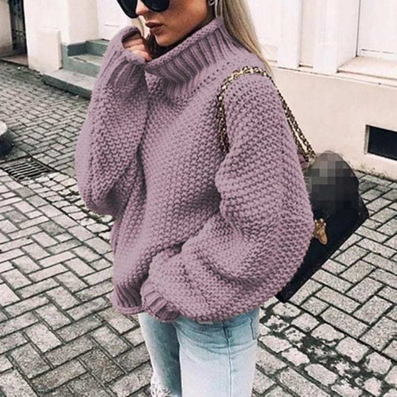 VORINAChunky Knit Turtleneck SweaterWomen's Sweaters