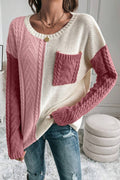 VORINAColorblock Cable Knit SweaterSweater