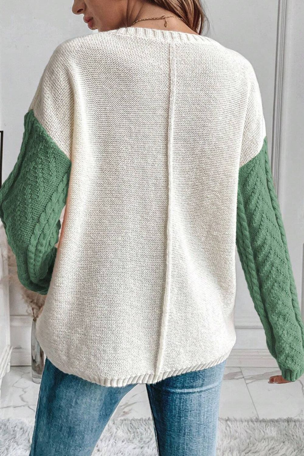 VORINAColorblock Cable Knit SweaterSweater