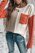 VORINAColorblock Cable Knit SweaterSweater