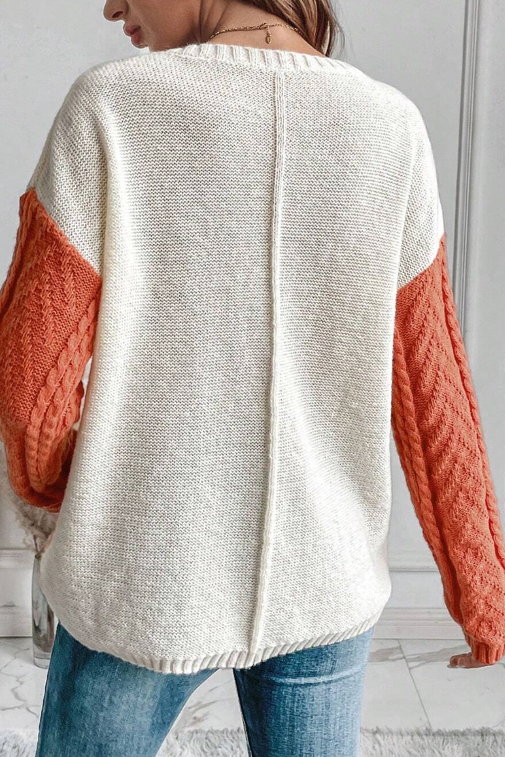 VORINAColorblock Cable Knit SweaterSweater