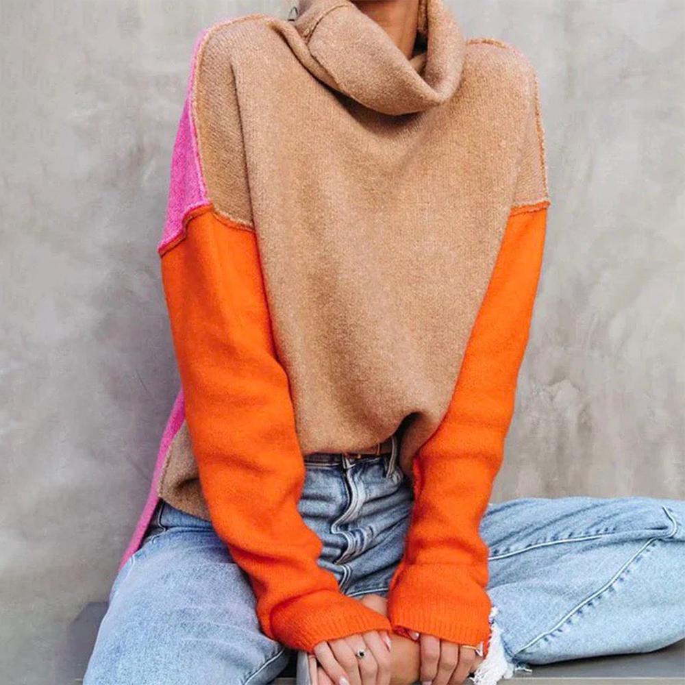 VORINAColorblock Turtleneck SweaterWomen's Sweaters