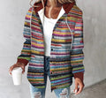 VORINAColorful Striped Hooded CardiganCardigan