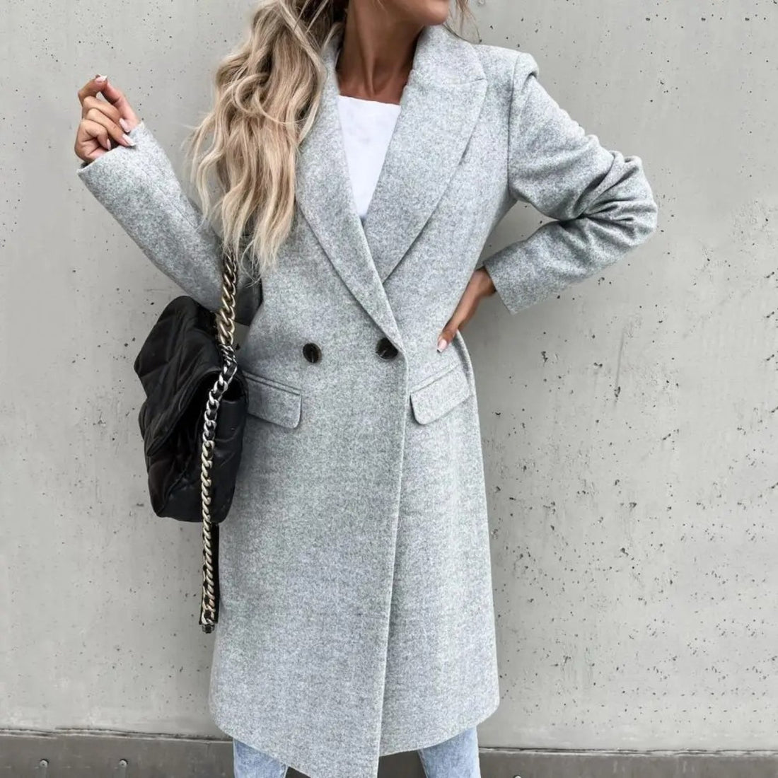 VORINAElegant Double - Breasted Long Coat for WomenWomen's Coats