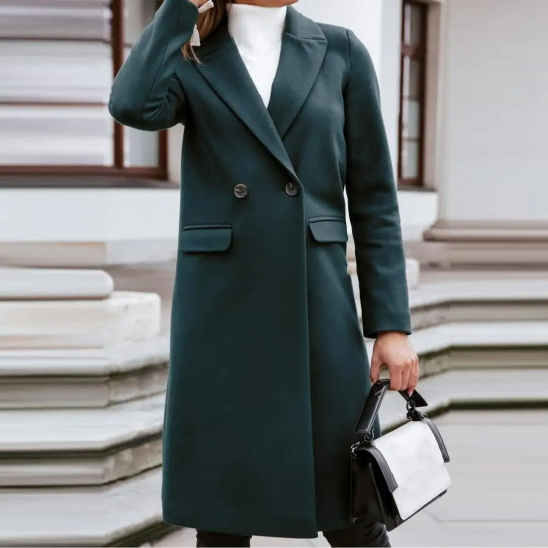 VORINAElegant Double - Breasted Long Coat for WomenWomen's Coats