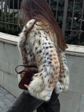 VORINAFaux Fur Animal Print JacketCoats & Jackets