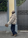 VORINAFaux Fur Animal Print JacketCoats & Jackets