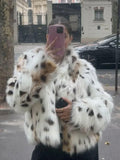 VORINAFaux Fur Animal Print JacketCoats & Jackets