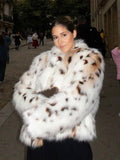 VORINAFaux Fur Animal Print JacketCoats & Jackets