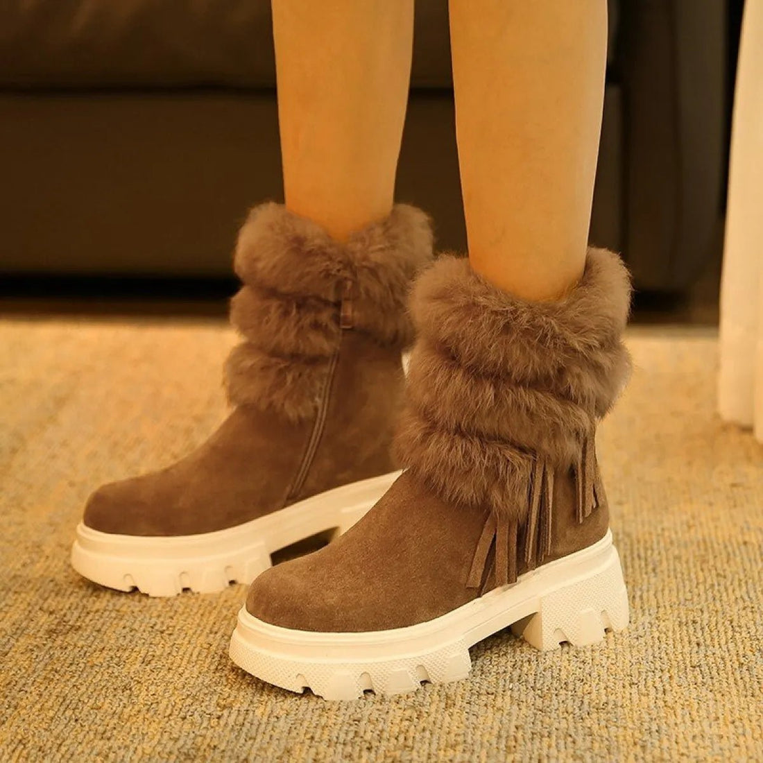 VORINAFaux Fur Trim Ankle BootsBoots