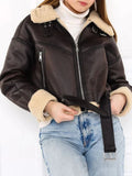 VORINAFaux Leather Shearling JacketCoats & Jackets