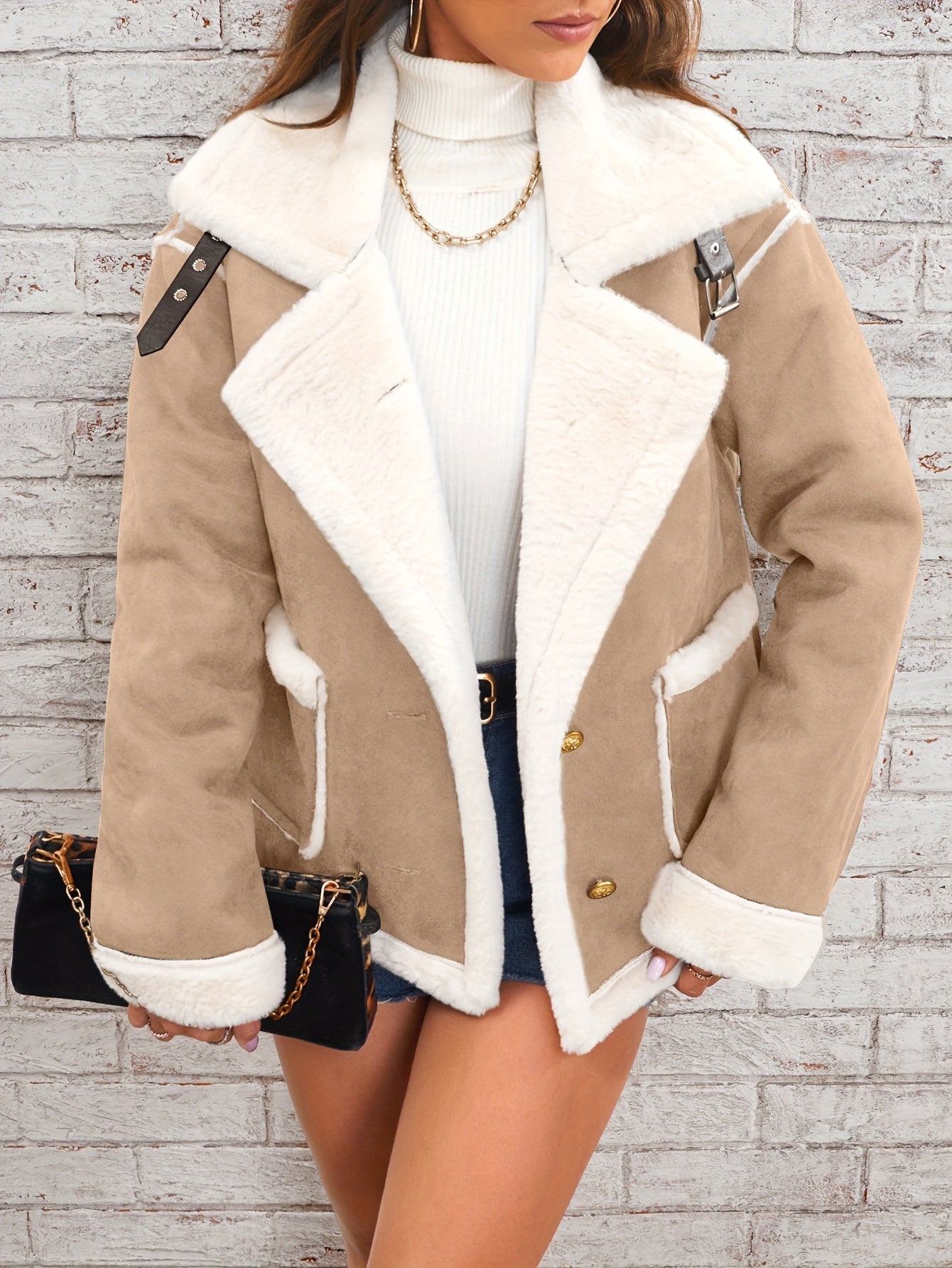 VORINAFaux Shearling Aviator JacketJackets & Coats