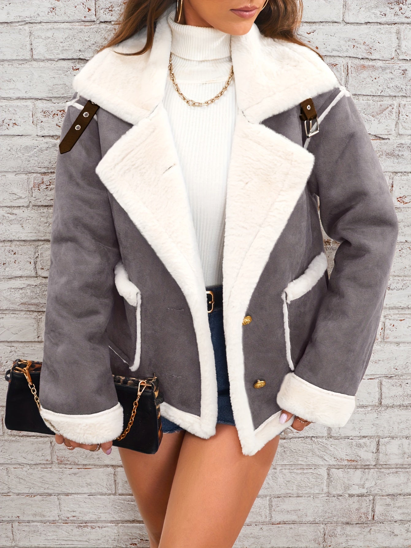 VORINAFaux Shearling Aviator JacketJackets & Coats