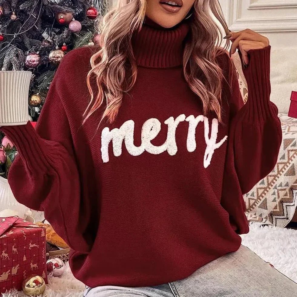 VORINAFestive "Merry" Turtleneck SweaterSweater