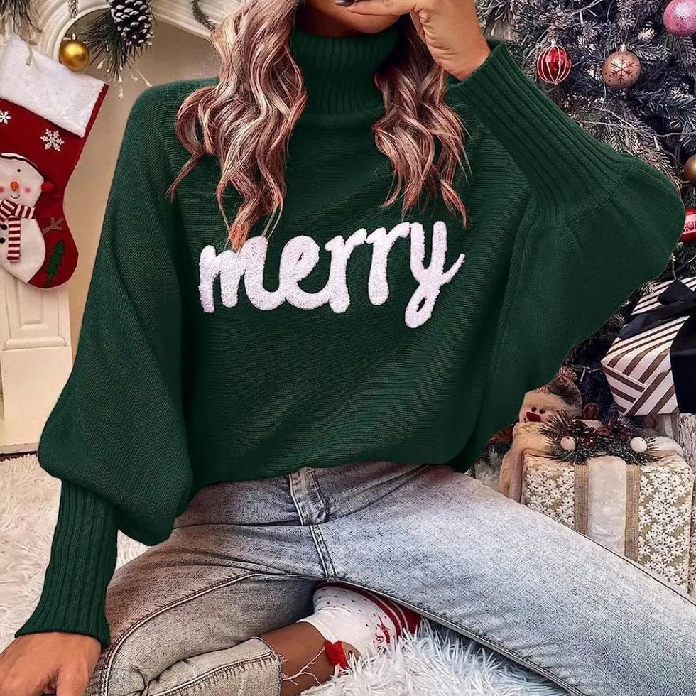 VORINAFestive "Merry" Turtleneck SweaterSweater