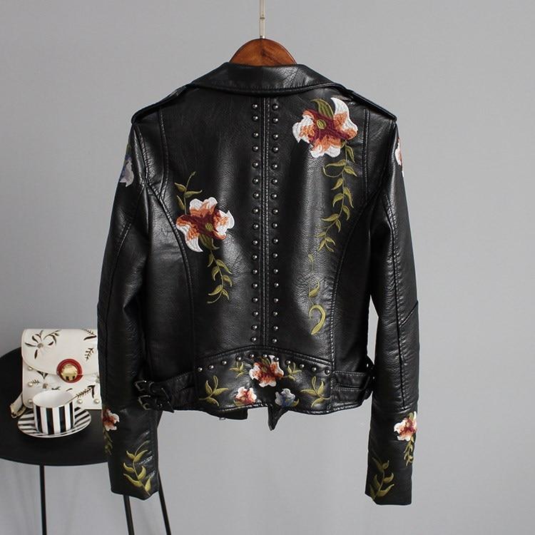 VORINAFloral Embellished Leather JacketWomen's Jacket