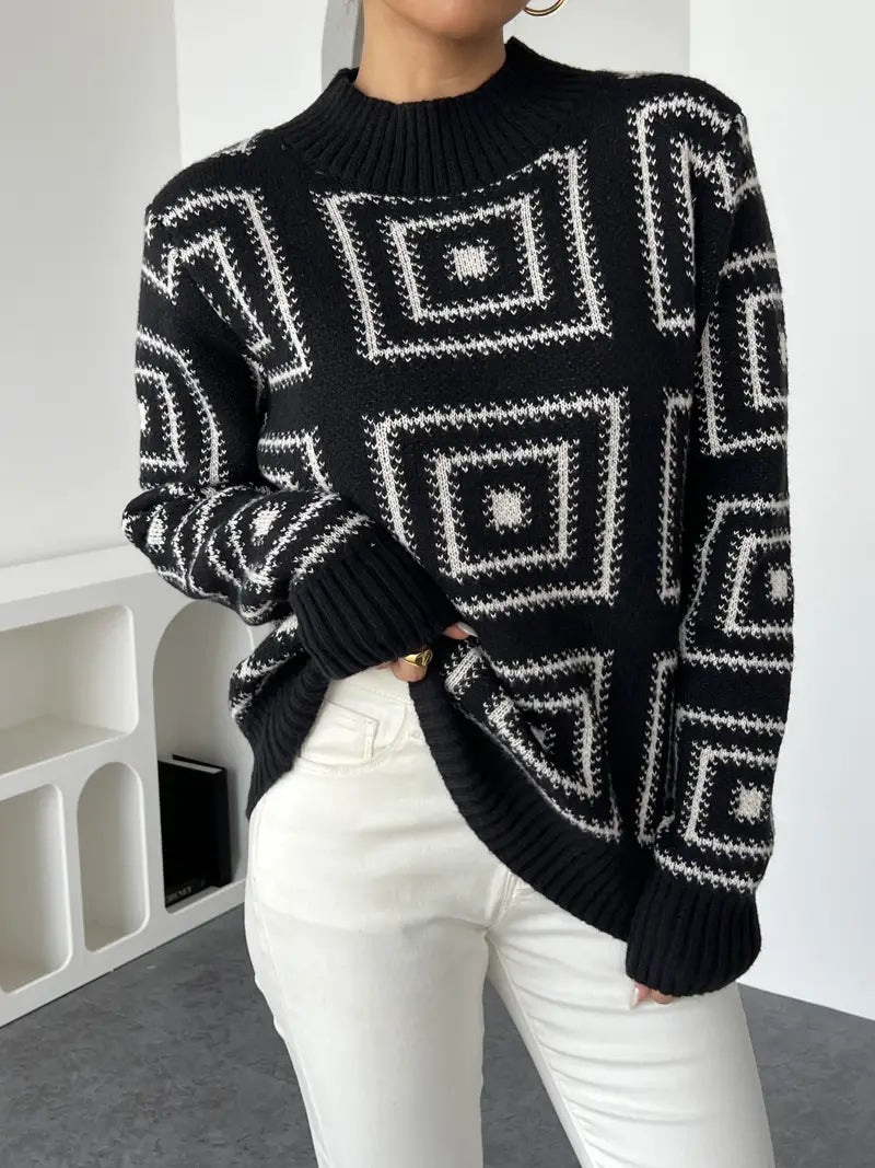 VORINAGeometric Knit SweaterWomen's Sweater