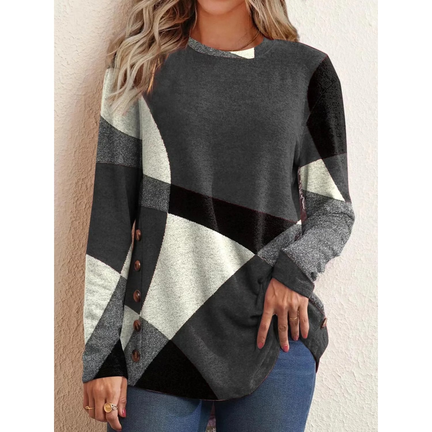 VORINAGeometric Print SweaterWomen's Sweaters