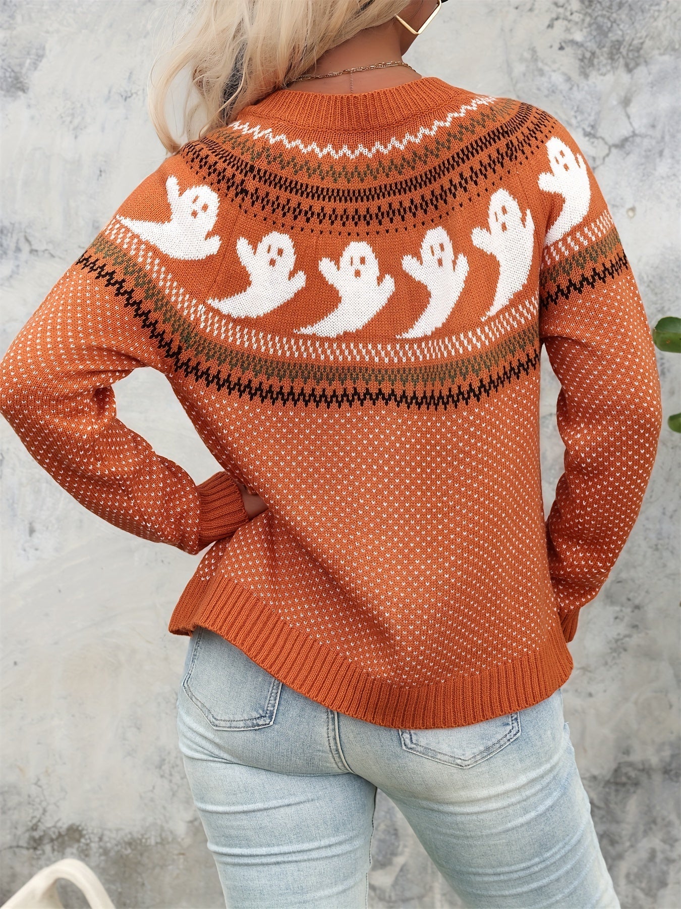 VORINAHalloween Ghost Knit CardiganCardigan