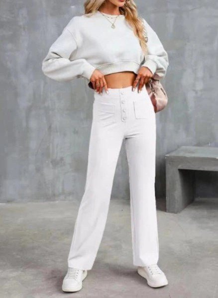 VORINAHigh - Waisted Wide - Leg Buttoned Pants – Casual and ComfortablePants