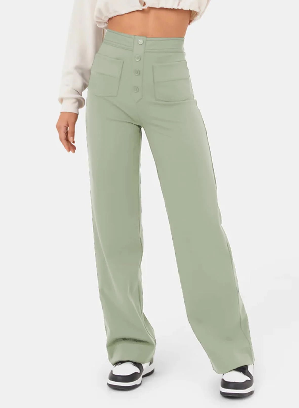 VORINAHigh - Waisted Wide - Leg Buttoned Pants – Casual and ComfortablePants