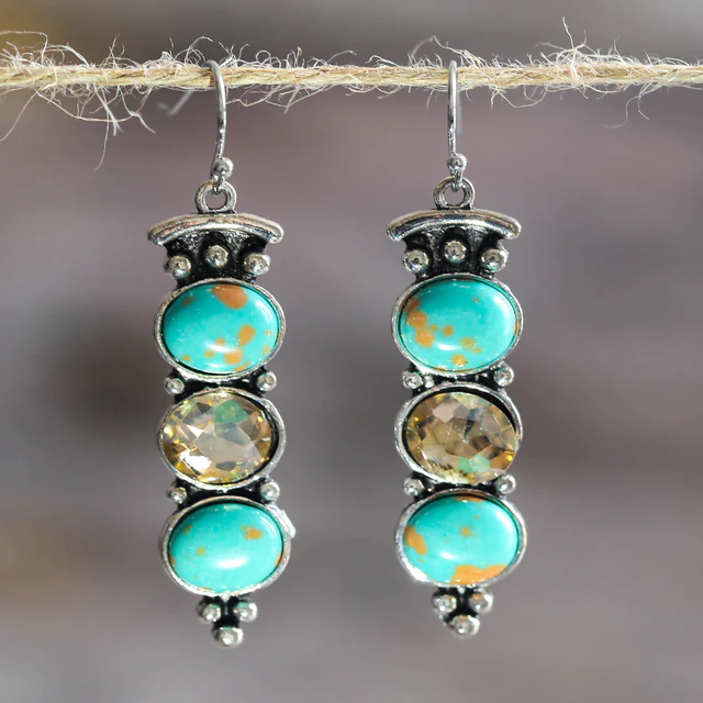 Vintage Turquoise Stone Dangling Earrings