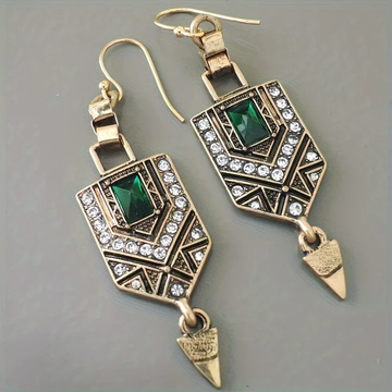 Vintage Dangling Green Stone Earrings