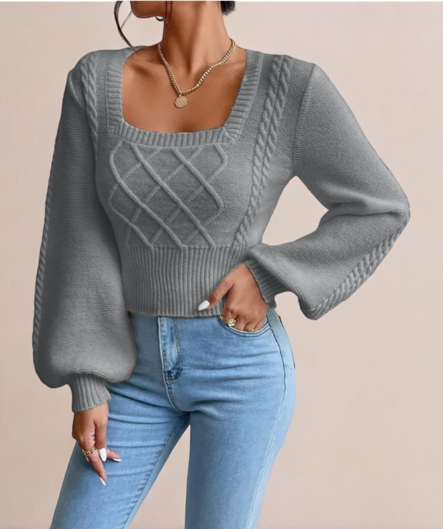 VORINAKnitted Square - Neck SweaterSweater