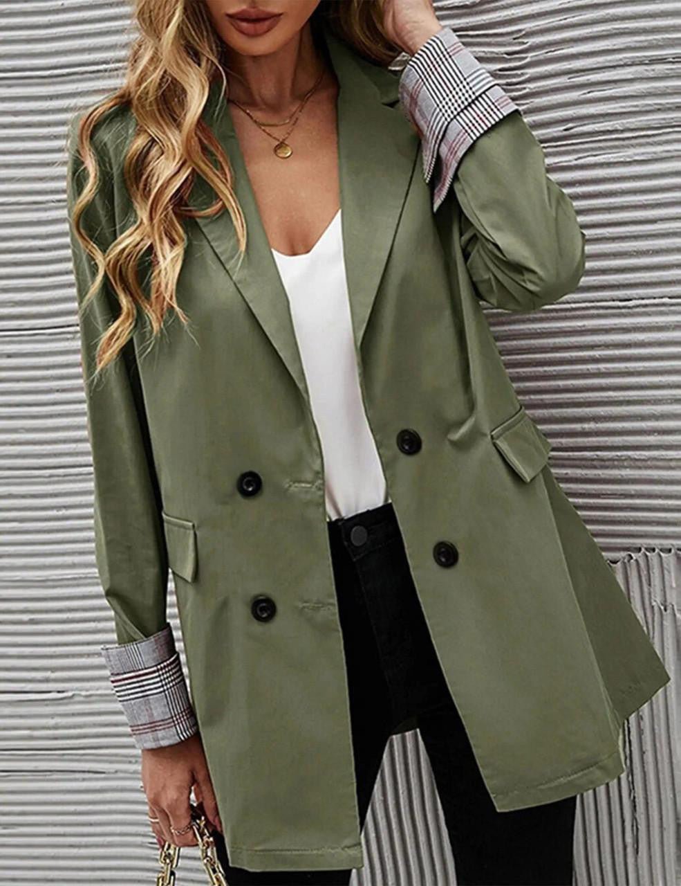 Vorina Luxury FashionLapel Double - Breasted Blazer Coat