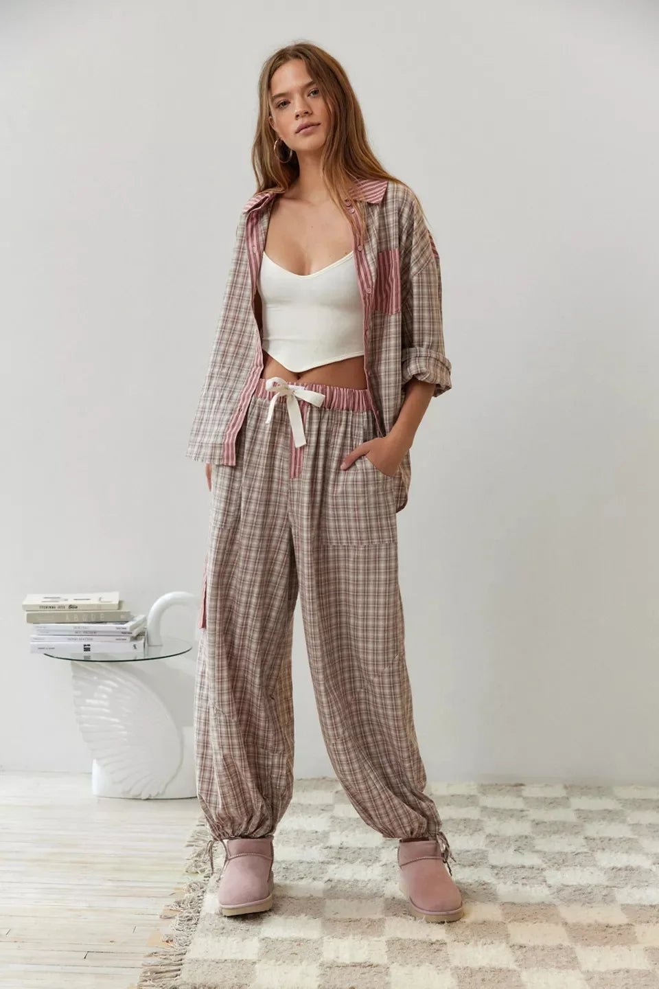 VORINAMora | Plaid and Striped Pajama Set – Soft and Stylish Sleepwearpajama