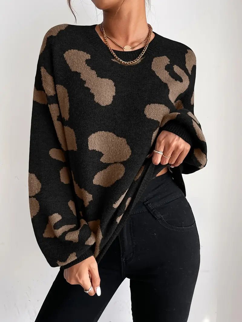 VORINAOversized Animal Print SweaterSweater