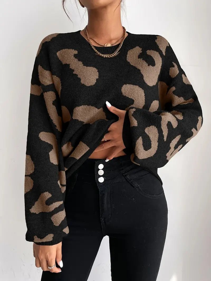 VORINAOversized Animal Print SweaterSweater