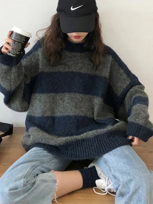 VORINAOversized Striped Knit SweaterWomen's Sweaters