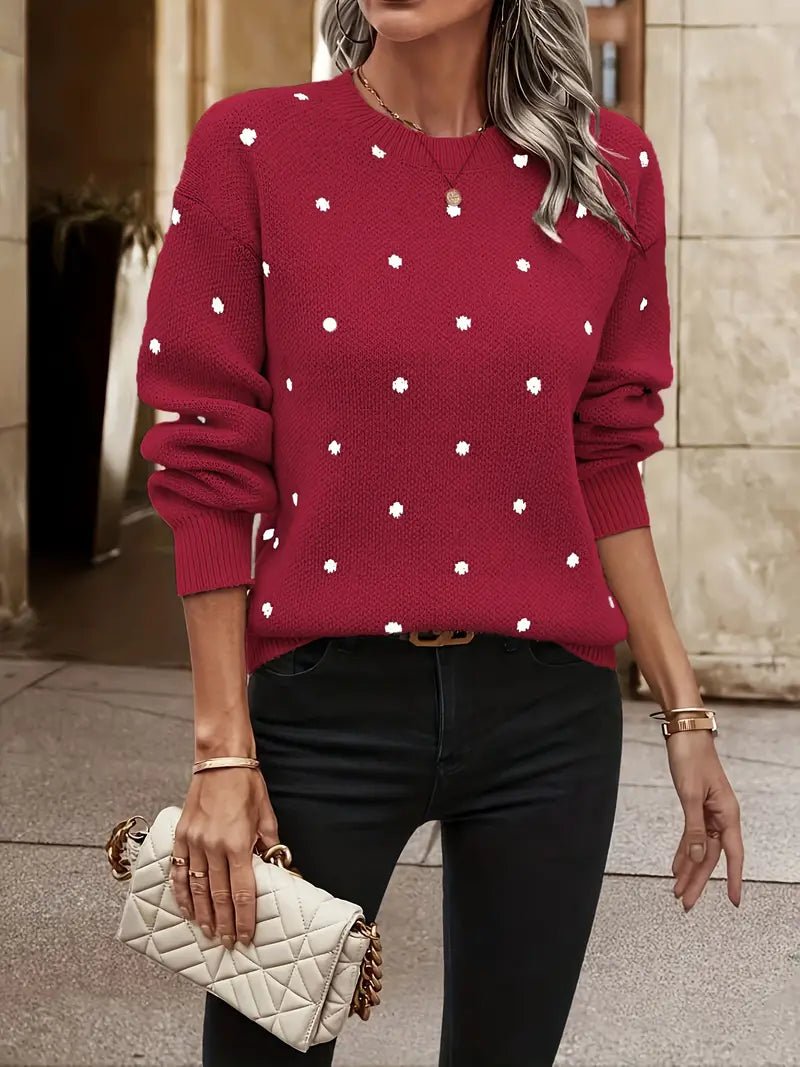 VORINAPolka Dot Knit SweaterWomen's Sweaters