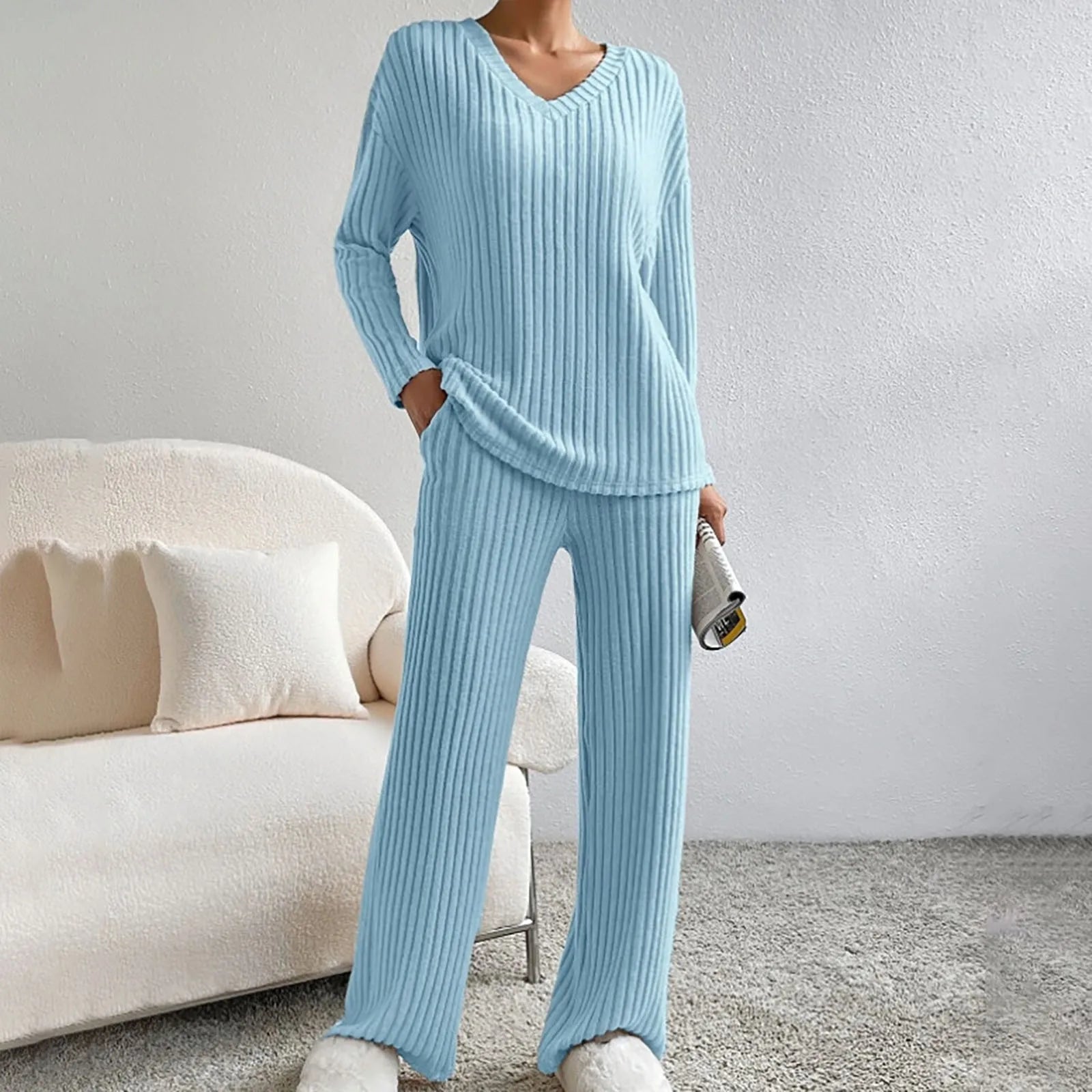 VORINARibbed Knit Lounge SetSet