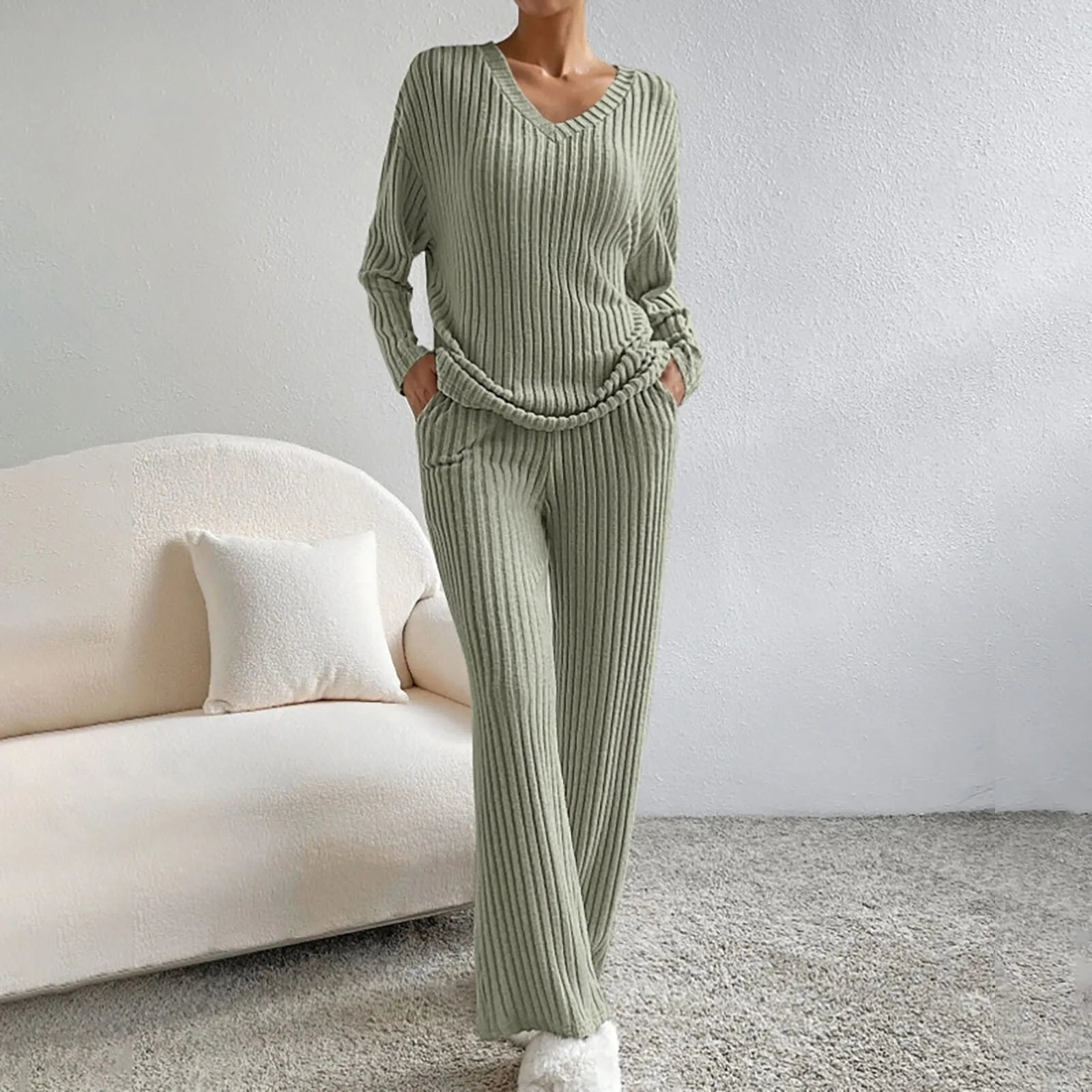 VORINARibbed Knit Lounge SetSet