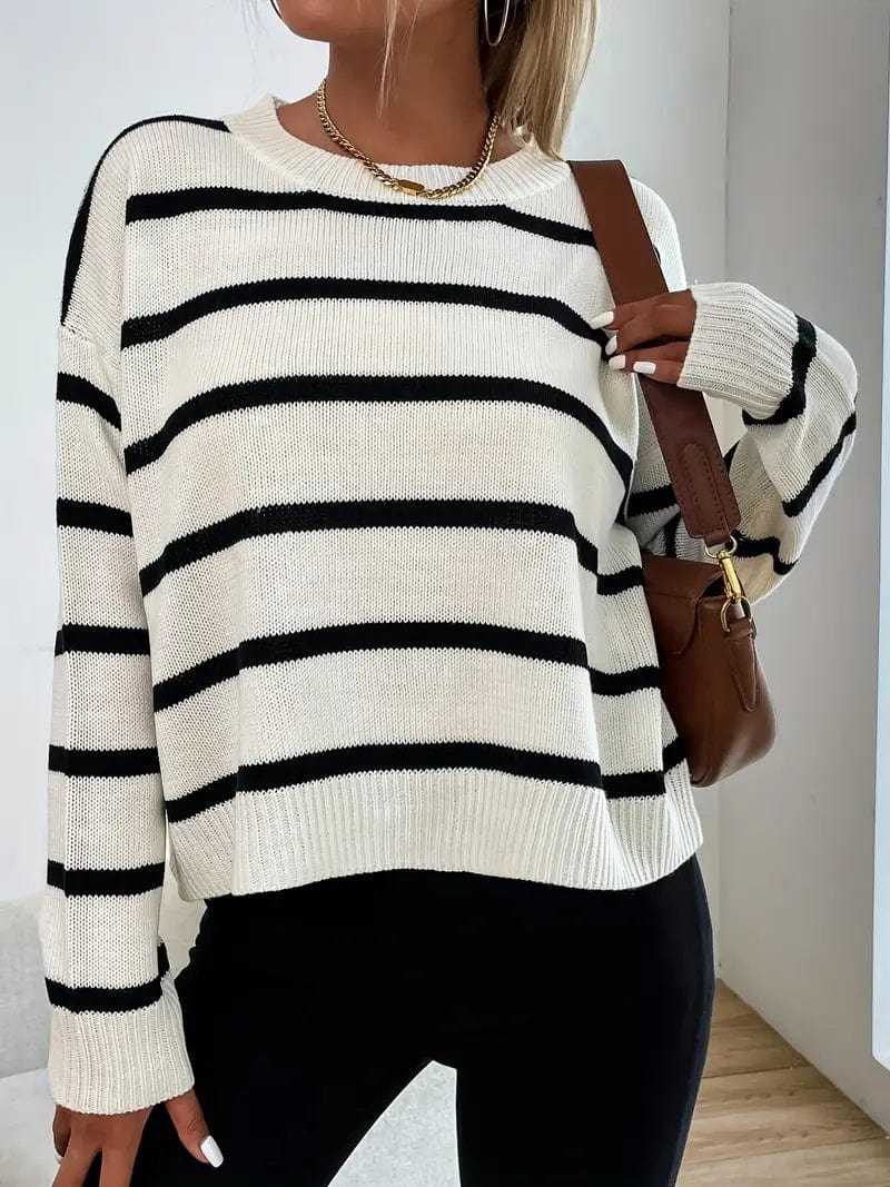 VORINAStriped Knit PulloverSweater