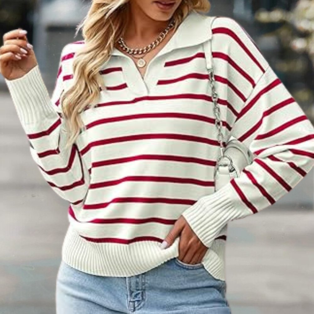 VORINAStriped Polo SweaterWomen's Sweater