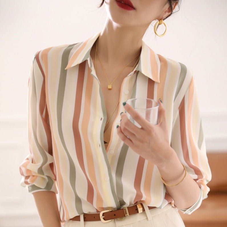 Vorina Luxury FashionStriped Shirt TopBracelets